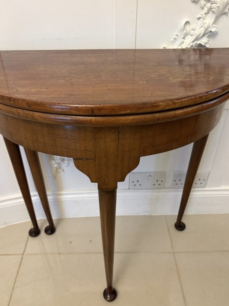 Antique Victorian Quality Mahogany Demi Lune Shaped Card Table - Image 8